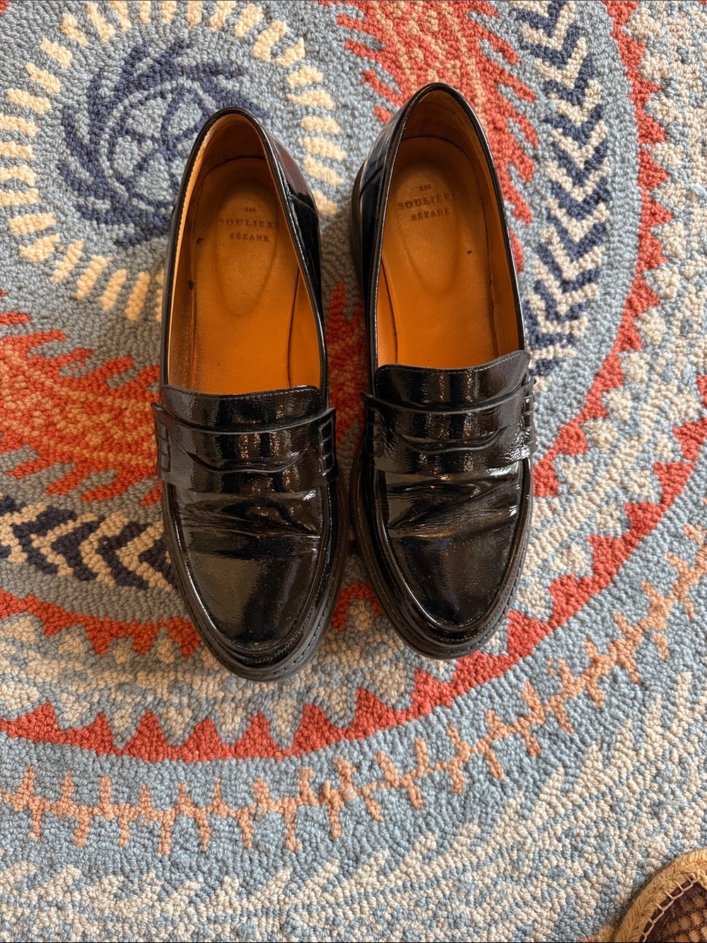 Sezanne Black Patent Leather Penny Loafers